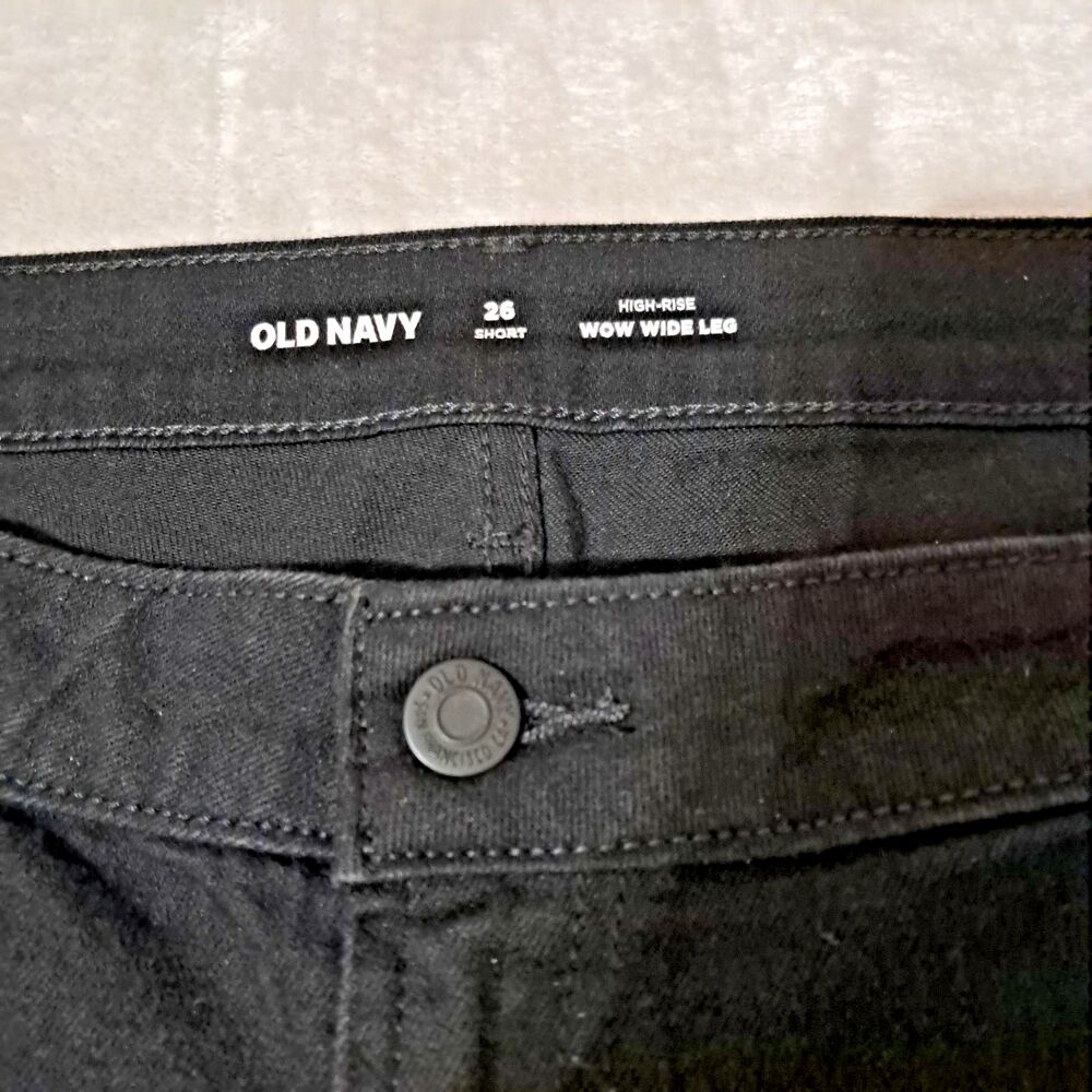 Old Navy Wow High Rise Womens Wide Leg Black Jeans Size 26 Short Denim New - Picture 7 of 15